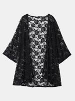 O-NEWE Sexy Lace Embroidery Long Sleeves Beach Cardigans - thumbnail