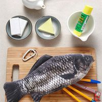 Creative Nylon Emulational Fish Shape Pencil Case Pen Bag Big Capacity Storage Bag Purse