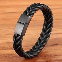 Classic Style New year Gift 6 Options Stainless Steel Leather Men's Bracelet Multi-color Magnet Buckle DIY Size