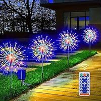 4pcs Solar Led Firework Light 480 Leds, 8 Modes with Remote Control, Outdoor Waterproof Solar Garden Fireworks Lights, Yard Balcony, Pathway Lawn, Holiday Party Decoration, Christmas Decorations miniinthebox - thumbnail