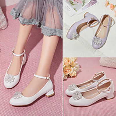 Girls' Heels Flower Girl Shoes Princess Shoes PU Big Kids(7years ) Wedding Prom Flower White Black Purple Spring Summer Lightinthebox