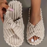 Women's Solid Color Home Slippers, Open Toe Cross Strap Bedroom Shoes, Comfortable Indoor Slippers Christmas Gift Xmas Gift Lightinthebox - thumbnail