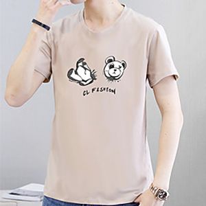 Men's Unisex Tee T shirt Hot Stamping Graphic Prints Bear Letter Plus Size Print Short Sleeve Casual Tops Cotton Basic Fashion Designer Big and Tall White Black Khaki miniinthebox