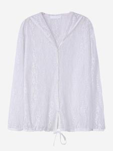O-NEWE Lace Hollow Hooded Solid Color Cardigan For Women
