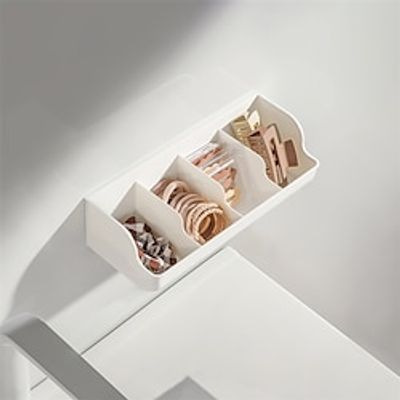 Self Adhesive Bathroom Holder Bathroom Toiletries Storage Rack Shower Storage Shelf Wall Mounted Four Compartment Storage Box Lightinthebox