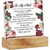 Aunt Gift Aunt Gifts From Niece And Nephew Best Aunt Ever Desk Decor Floral Acrylic Desk Plaque Sign With Wood Stand Home Office Desk Sign Keepsake Lightinthebox