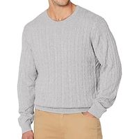Men's Pullover Sweater Jumper Jumper Ribbed Cable Knit Regular Knit Plain Crew Neck Modern Contemporary Work Daily Wear Clothing Apparel Winter Camel Black S M L Lightinthebox - thumbnail