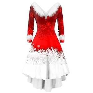Santa Claus Christmas Dress Fancy Christmas Dress Women's 1950s Christmas Christmas New Year Christmas Eve Adults' Party Christmas New Year Eve Polyester Dress Lightinthebox
