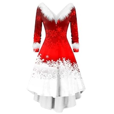 Santa Claus Christmas Dress Fancy Christmas Dress Women's 1950s Christmas Christmas New Year Christmas Eve Adults' Party Christmas New Year Eve Polyester Dress Lightinthebox