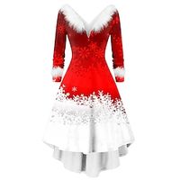 Santa Claus Christmas Dress Fancy Christmas Dress Women's 1950s Christmas Christmas New Year Christmas Eve Adults' Party Christmas New Year Eve Polyester Dress Lightinthebox - thumbnail