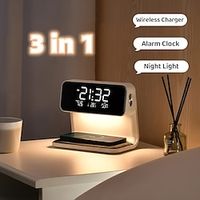 Wireless Charging LCD Alarm Clock Wireless Phone Charger Creative 3 In 1 Bedside Lamp Night Light Atmosphere Light miniinthebox - thumbnail