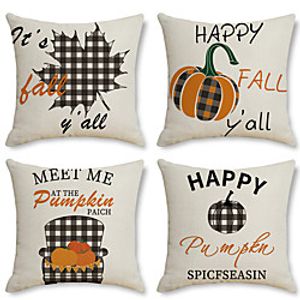 Autumn Harvest Double Side Cushion Cover 4PC Soft Decorative Square Throw Pillow Cover Cushion Case Pillowcase for Bedroom Livingroom Superior Quality Machine Washable Indoor Cushion for Sofa Couch Bed Chair Pumpkin Fall Lightinthebox