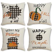 Autumn Harvest Double Side Cushion Cover 4PC Soft Decorative Square Throw Pillow Cover Cushion Case Pillowcase for Bedroom Livingroom Superior Quality Machine Washable Indoor Cushion for Sofa Couch Bed Chair Pumpkin Fall Lightinthebox - thumbnail