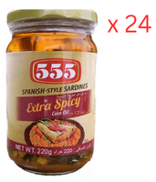 555 Spanish Style Sardines In Extra Spicy Corn Oil 220 Gm Pack Of 24 (UAE Delivery Only)