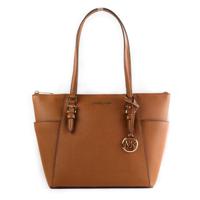 Michael Kors Charlotte Signature Leather Large Top Zip Tote Handbag Bag (17425)