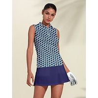 Women's Golf Polo Shirt Dark Blue Sleeveless Top Ladies Golf Attire Clothes Outfits Wear Apparel Lightinthebox