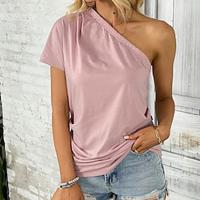 Shirt Blouse Women's Pink Plain Cold Shoulder Street Daily Fashion One Shoulder Regular Fit S Lightinthebox