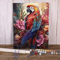 1pc DIY Oil Painting Paint By Numbers Kit For Adults Beginners Students 16 20 Inch Cartoon Parrot Canvas Painting Wall Art Set With Acrylic Pigment And Brushes Lightinthebox