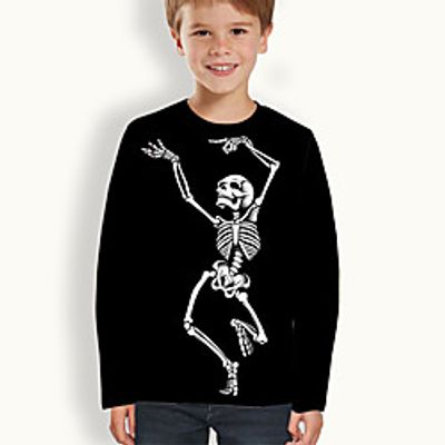 Kids Boys' T shirt Long Sleeve Black 3D Print Skull Daily Indoor Outdoor Active Fashion Daily Sports 3-12 Years Lightinthebox