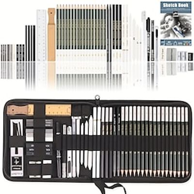 KALOUR 54-Pack Sketch Drawing Pencils Kit With SketchbookInclude GraphiteCharcoal Pencils And Artists ToolsPro Art Drawing Supplies For Adults Students Beginnersideal For Sketching Shading Lightinthebox