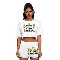 Inspired by Carnaval do Brasil Samba Pa Ti T-shirt Crop Top 100% Polyester Anime 3D Harajuku Graphic Shorts For Men's  Women's  Couple's Lightinthebox - thumbnail