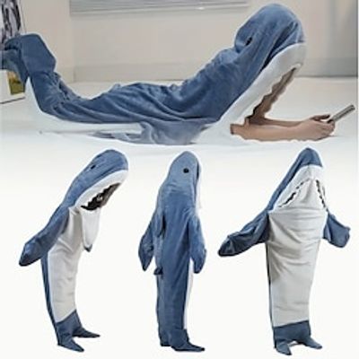Wearable Shark Blanket Shark Sleeping Bag Adult Sleeping Bag Flannel Home One Piece Nightwear Shark Blanket Lightinthebox