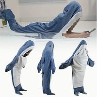 Wearable Shark Blanket Shark Sleeping Bag Adult Sleeping Bag Flannel Home One Piece Nightwear Shark Blanket Lightinthebox - thumbnail
