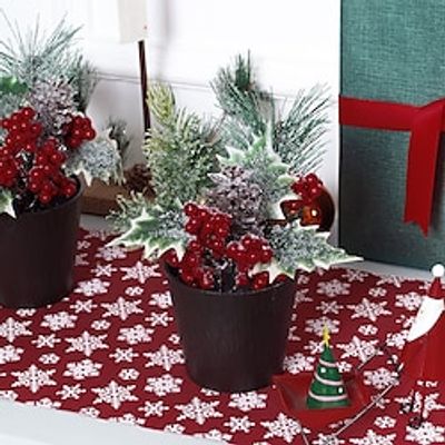 2023 Home Christmas Decorative Ornaments Artificial Pine Branches Pine Nuts Small Potted Plants Suitable for Christmas Party Desktop Shelves Window Sills Placement and Decoration Lightinthebox