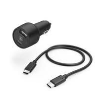 Hama Car Charging Kit, USB-C, USB-A, PD / Qualcomm, 30 W, USB-C Cable, 1 m, Black