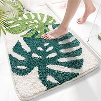 Emerald Green Leaf Bath Mat Super Soft Absorbent Bath Mat Shower Non-Slip Bathroom Rugs Bathroom Emerald Green Apartment Decor Anti Slip Floor Mats miniinthebox - thumbnail