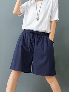 Fashionable loose casual cotton and linen plus size wide leg pants shorts