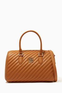 Top Handle Bowling Bag in Quilted Leather
