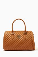 Top Handle Bowling Bag in Quilted Leather - thumbnail