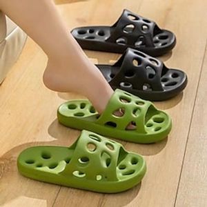 Women's Sandals Slippers Comfort Shoes House Slippers Bath Slippers Home Daily Summer Flat Heel Open Toe Casual Minimalism PVC Loafer Solid Color Black White Yellow miniinthebox