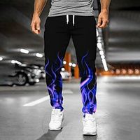 Men's Sweatpants Joggers Trousers Drawstring Side Pockets Elastic Waist Graphic Abstract Flame Outdoor Sports Full Length Casual Daily Designer Casual  Sporty Black Micro-elastic  Elasticity Lightinthebox - thumbnail