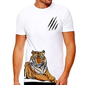 Men's Unisex Tee T shirt Hot Stamping Graphic Prints Tiger Plus Size Print Short Sleeve Casual Tops Cotton Basic Designer Big and Tall White miniinthebox
