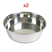 Trixie Stainless Steel Bowl With Rubber Base for Dogs Steel - 2.5L (Pack of 2)