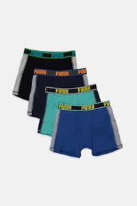 Kids Boys 4 Pcs Cotton Stretch Boxer Brief  Black/Navy/Blue/Turquoise