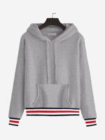 Stripe Thicken Hooded Women Hoodies