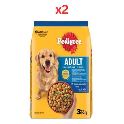 Pedigree Chicken & Vegetables Adult Dry Dog Food 3Kg (Pack of 2)
