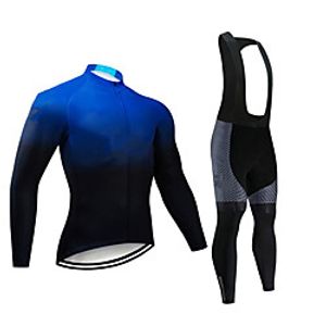 CAWANFLY Men's Long Sleeve Cycling Jersey with Bib Tights Bule  Black Bike Sports Geometic Mountain Bike MTB Road Bike Cycling Clothing Apparel  Micro-elastic  Athleisure  Triathlon Lightinthebox