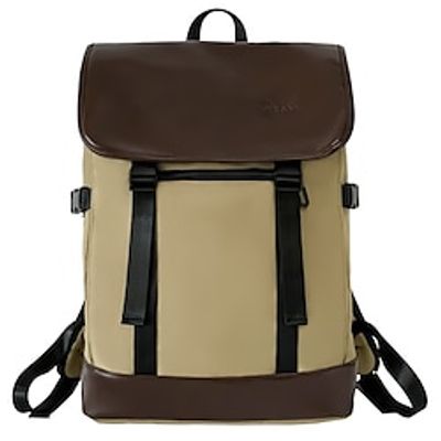 Men's Backpack Commuter Backpack Daily Traveling Geometric Canvas PU Leather Large Capacity Breathable Zipper Black Khaki miniinthebox