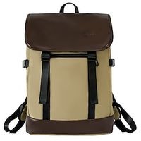 Men's Backpack Commuter Backpack Daily Traveling Geometric Canvas PU Leather Large Capacity Breathable Zipper Black Khaki miniinthebox - thumbnail