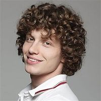 Brown Curly Short Afro Wig for Male Guy California Mens Cosplay Costume Daily Hair Synthetic Heat Resistant Mens Full Wigs Lightinthebox - thumbnail