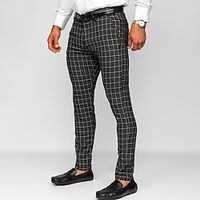 Men's Trousers Chinos Chino Pants Pocket Plaid Comfort Breathable Outdoor Daily Going out Fashion Casual Black Blue Lightinthebox - thumbnail