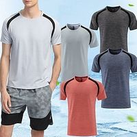 Men's T shirt Tee Gym Shirt Running Shirt Basketball Shirt Men Tops Crew Neck Short Sleeve Sports  Outdoor Vacation Going out Casual Daily Quick dry Breathable Soft Plain Black Royal Blue Activewear Lightinthebox - thumbnail