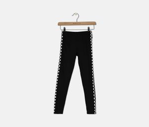 Big Girls Checkered Stripe Leggings  Deep Black/White
