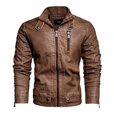 Men's Faux Leather Jacket Fleece Jacket Biker Jacket Outdoor Daily Wear Warm Pocket Fall Winter Plain Fashion Streetwear Lapel Regular Black Yellow Coffee Jacket Lightinthebox Men's Faux Leather Jacket Fleece Jacket Biker Jacket Outdoor Daily Wear Warm Pocket Fall Winter Plain Fashion Streetwear Lapel Regular Black Yellow Coffee Jacket Lightinthebox