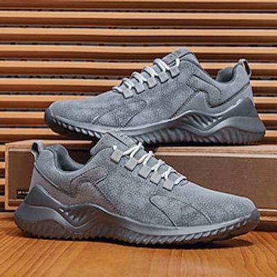 Men's Sneakers Running Walking Casual Athletic PU Shock Absorbing Lace-up Black White Gray Fall Lightinthebox Men's Sneakers Running Walking Casual Athletic PU Shock Absorbing Lace-up Black White Gray Fall Lightinthebox