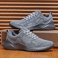 Men's Sneakers Running Walking Casual Athletic PU Shock Absorbing Lace-up Black White Gray Fall Lightinthebox - thumbnail